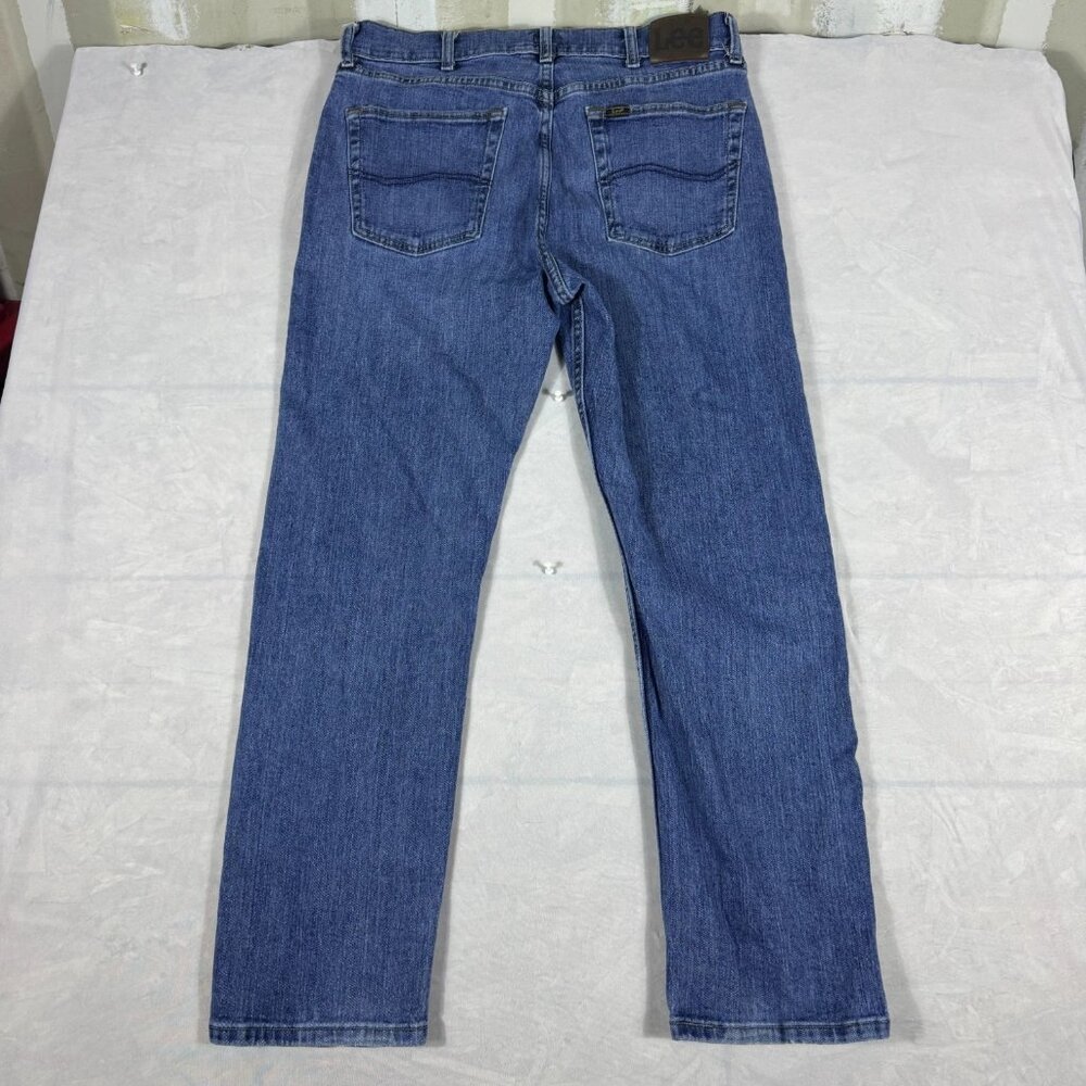 Lee Premium Select Straight Jeans Mens Blue Denim Regular Fit Classic Size 34x30 - Picture 2 of 16